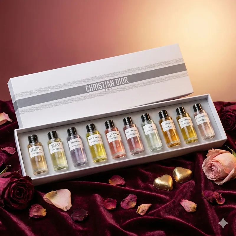 La Collection Privee Christian Dior — ten miniature fragrance bottles in white couture box